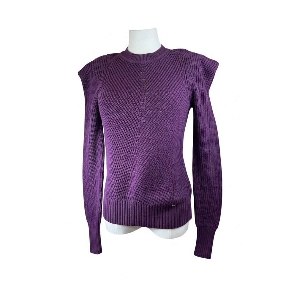 NWT Ted Baker Sunnie Engineered Sleeve Sweater Purple Chunky Knit Size 1 (US XS)